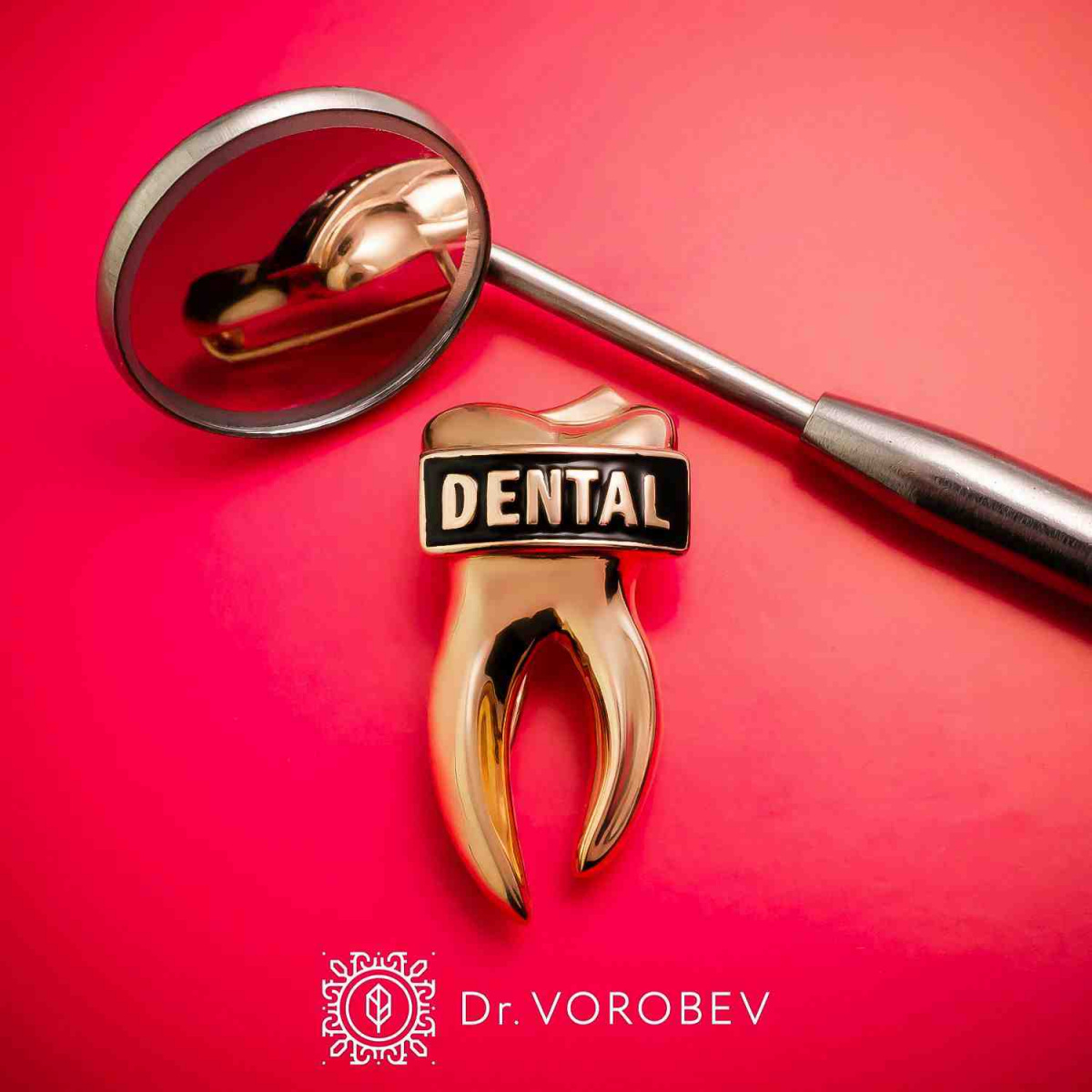Брошь "Зубик DENTAL" позолота